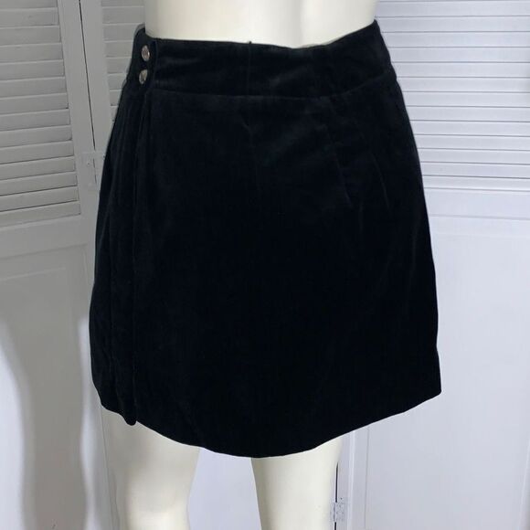 Ruff Hewn Black Velvet Mini A Line Wrap Skirt Size 12 - Picture 5 of 13
